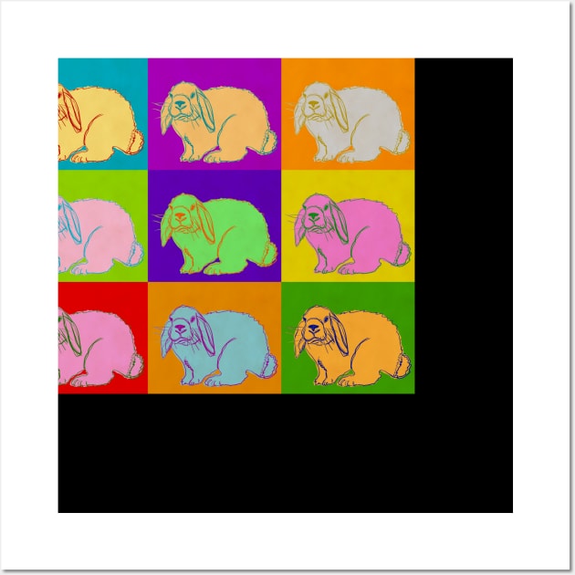 Lop Rabbit Popart French Holland Mini Rabbits Andy Warhol Inspired Bright Cute Bunny Bunnies Wall Art by joannejgg